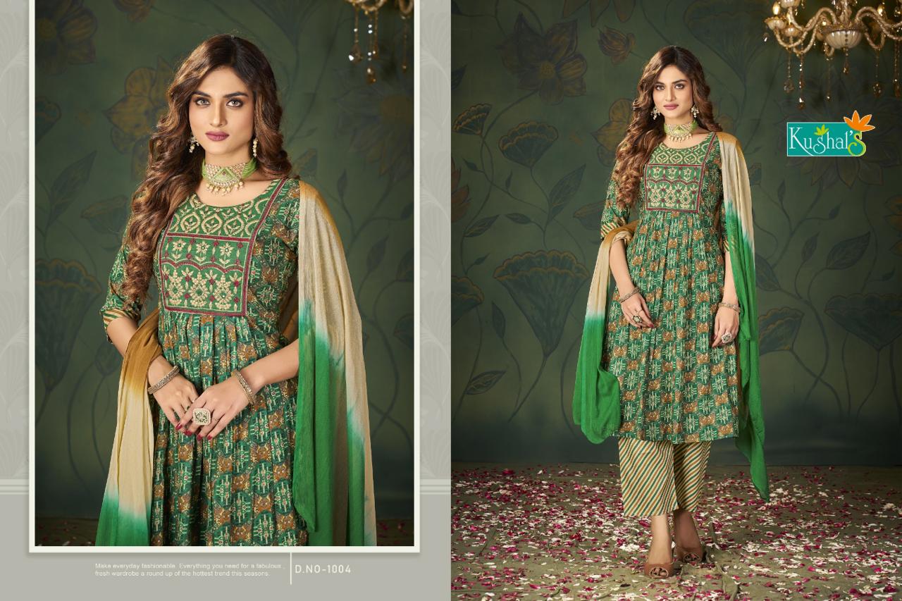 Kushals By Noor Rayon Printed Kurti With Bottom Dupatta Catalog